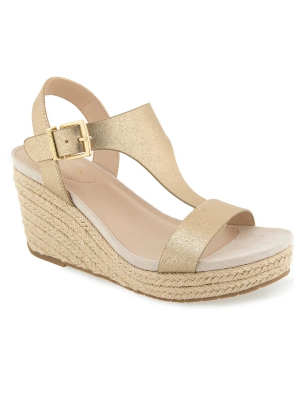 Kenneth Cole Card Wedge Sandals Gold Women’s Size 8 M NWT